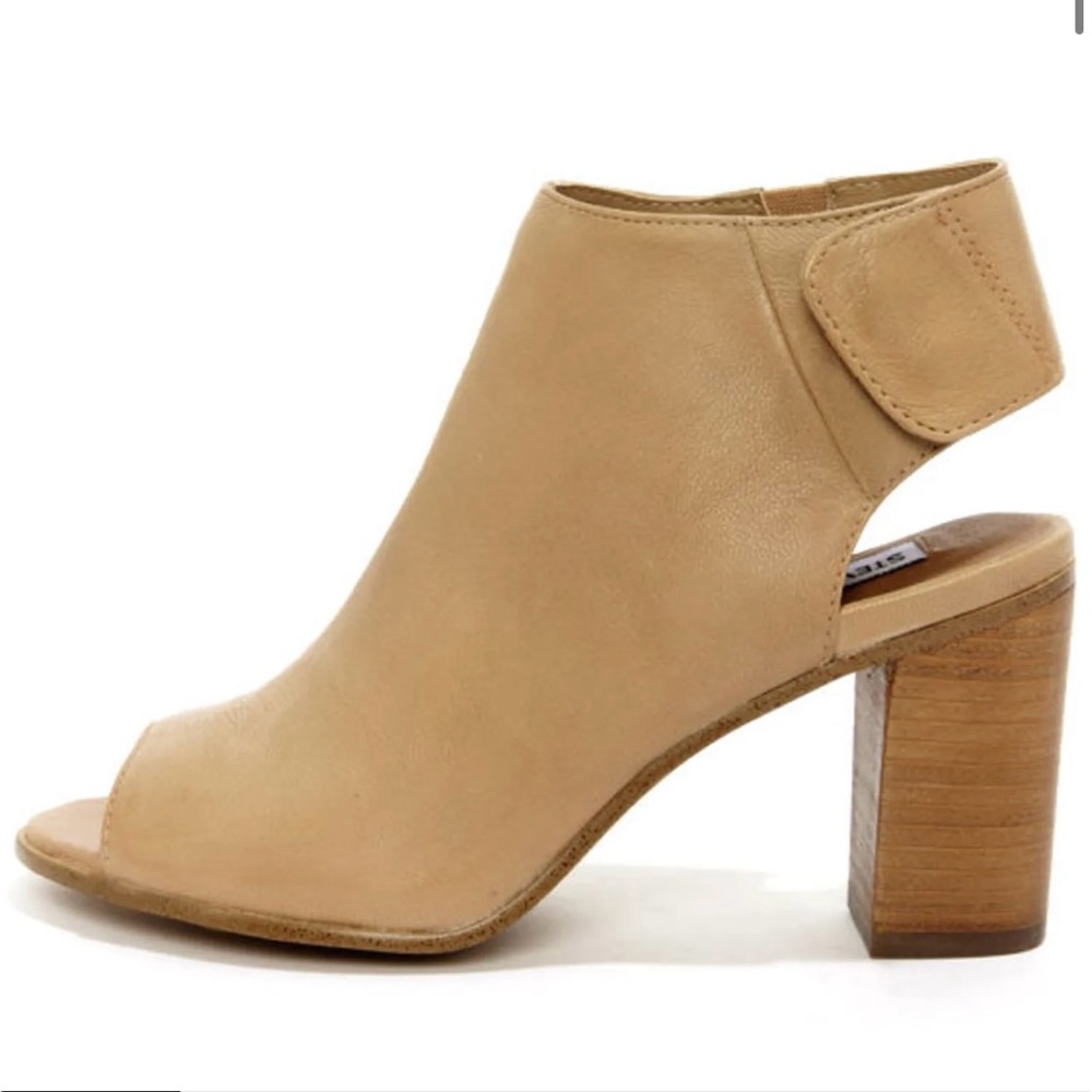 Steve Madden Nonstop Natural Leather Peep Toe Booties Boots Size 8.5